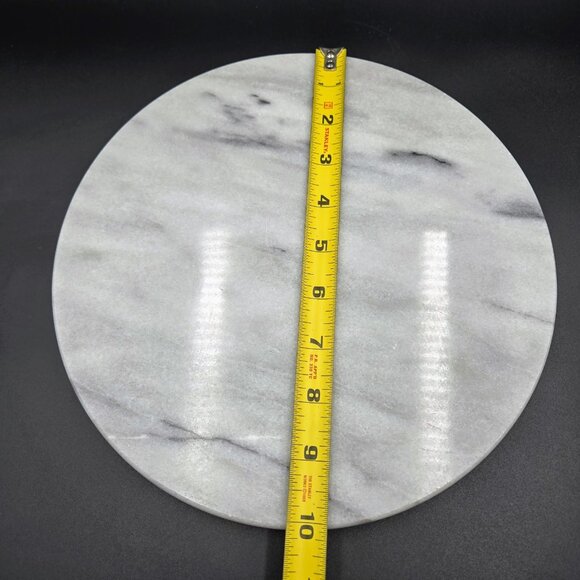 Marble Cheese Plate Tray Round Charcuterie Serving Footed White Grey Read - Picture 2 of 7